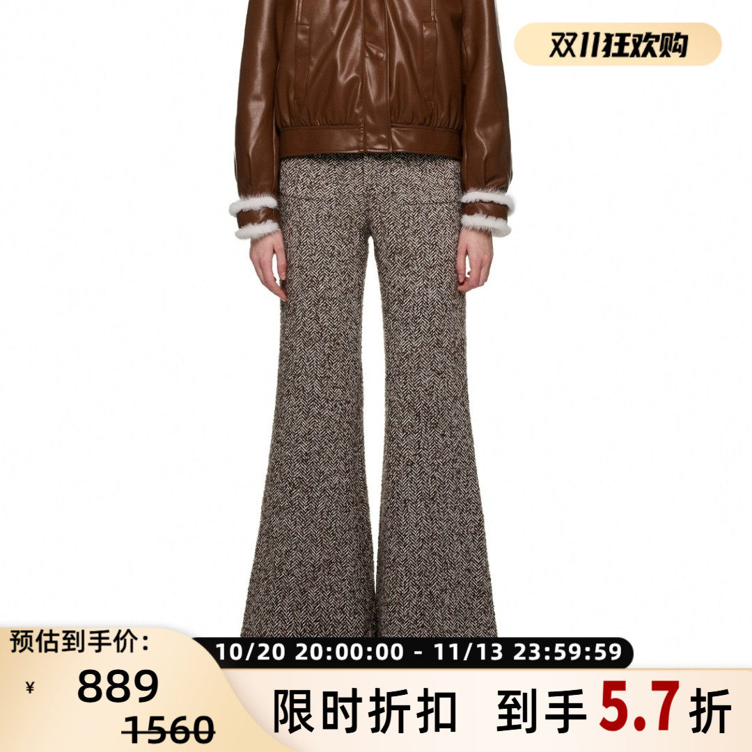 SHRO ENRO 秋冬女士时尚修身羊毛混纺喇叭裤银泰百货 301469