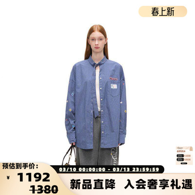 衬衫领口绑带印花新款秋季趣味