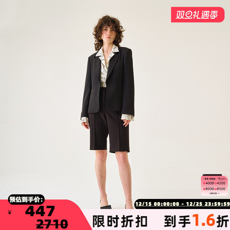 女士黑色日常商务通简约气质西装