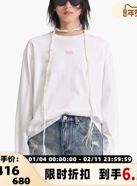 concise-white/简白 女士粉标圆领长袖T恤设计师品牌 301257