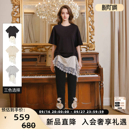 新款女蕾丝花边短袖T恤