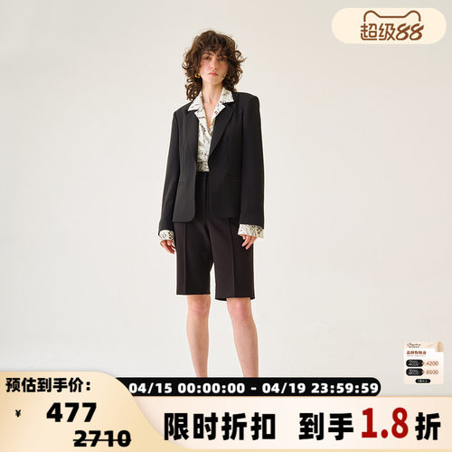 女士黑色日常商务通简约气质西装