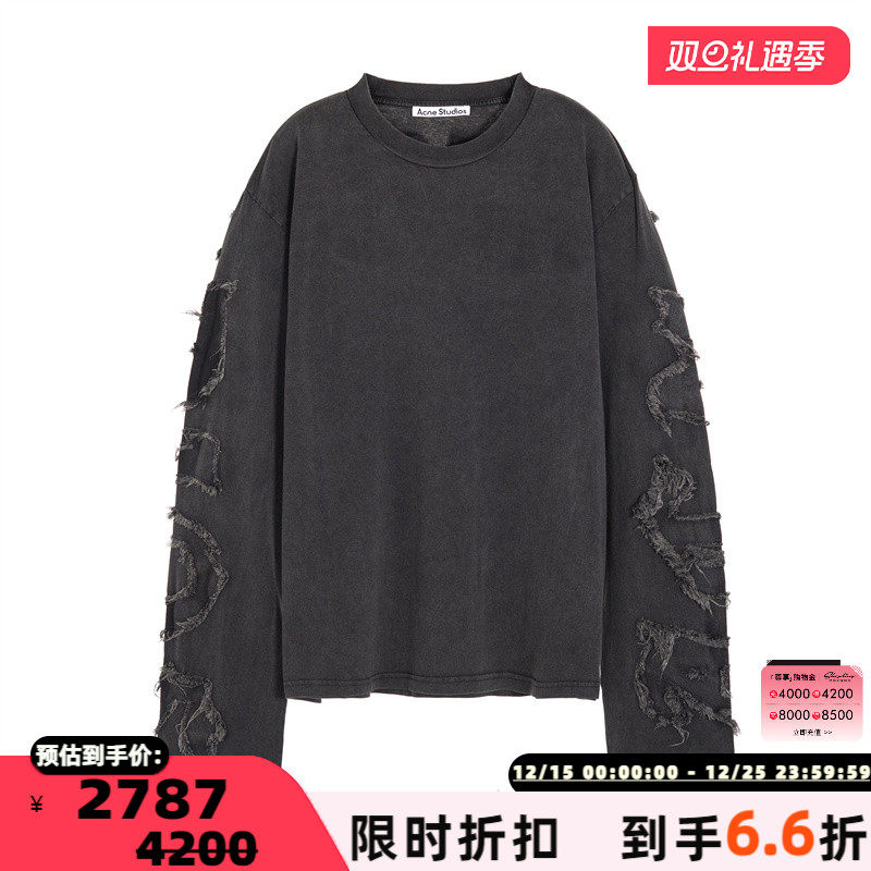 ACNE STUDIOS 秋冬新款男士字母印花长袖圆领T恤银泰百货 301574
