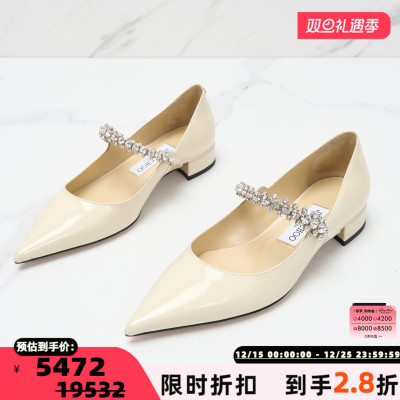 Jimmy Choo女士BING尖头粗跟玛丽珍鞋平底鞋银泰百货精品 301596