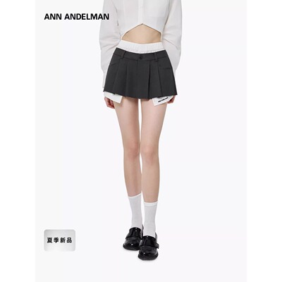 ANN ANDELMAN26春夏女士甜酷学院风假两件百褶短裙 银泰 301286
