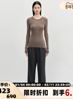 concise-white 简白秋冬新款女士圆领打底衫银泰百货精品301257