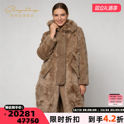 Yves Salomon 秋冬款女士宽松环保皮草外套银泰百货精品 301596