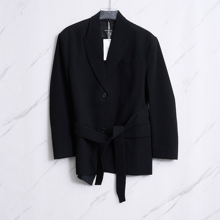 pushBUTTON 潮流简约女士羊毛材质腰带拼接西服银泰百货 301596