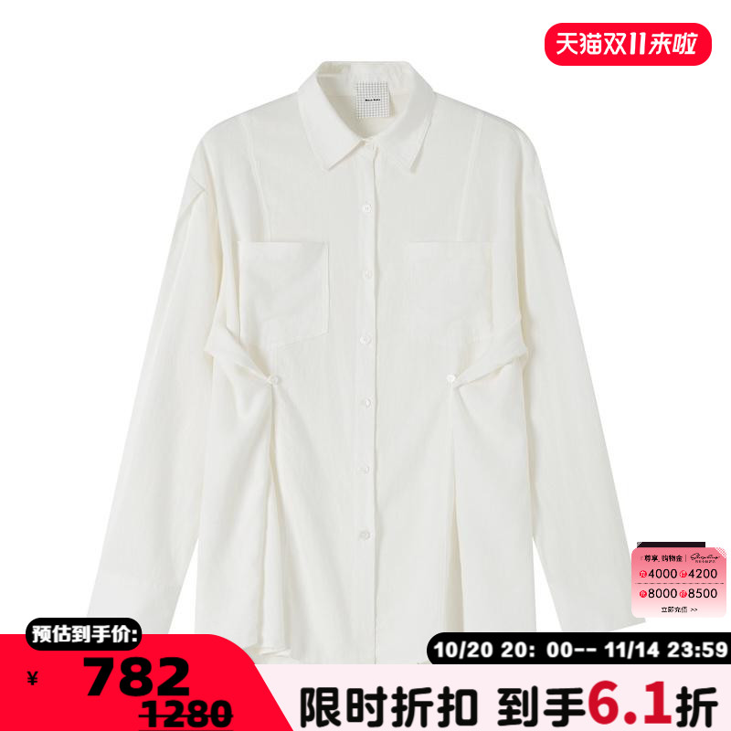MacaKaka秋冬女士白色秋冬衬衫