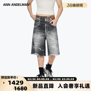 ANN ANDELMAN26春夏新款男假两件七分冷转牛仔裤银泰百货 301286