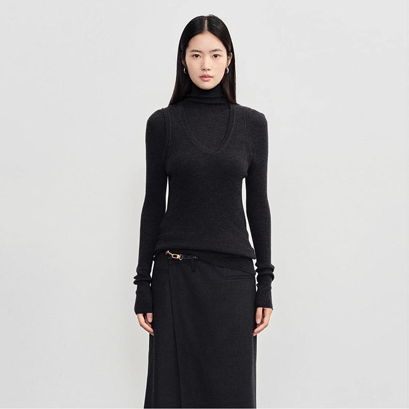 CONCISE-WHITE羊毛毛针织衫