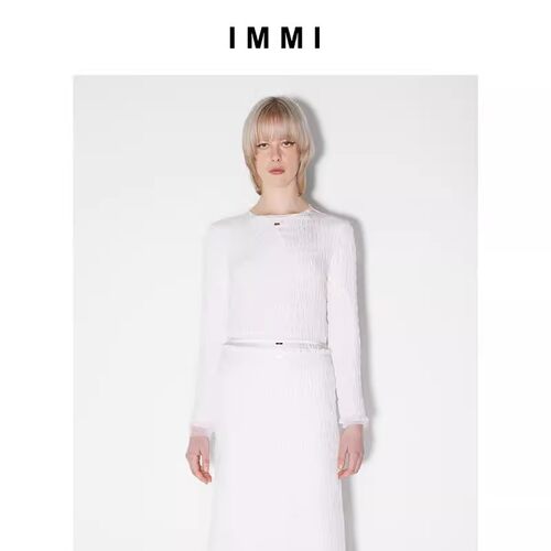IMMI女士抽褶桑蚕丝长袖上衣