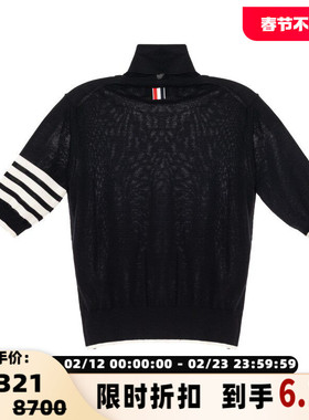 THOM BROWNE 春夏新款女士条纹休闲高领毛衣 银泰百货精品301574