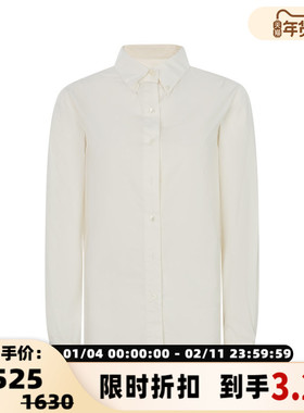 NOTHING WRITTEN春季奶油色棉质女士日常简约OL风长袖衬衫银泰