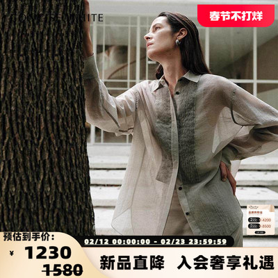 concise-white/简白25SS系列春季女士塔克褶轻透衬衣银泰 301257