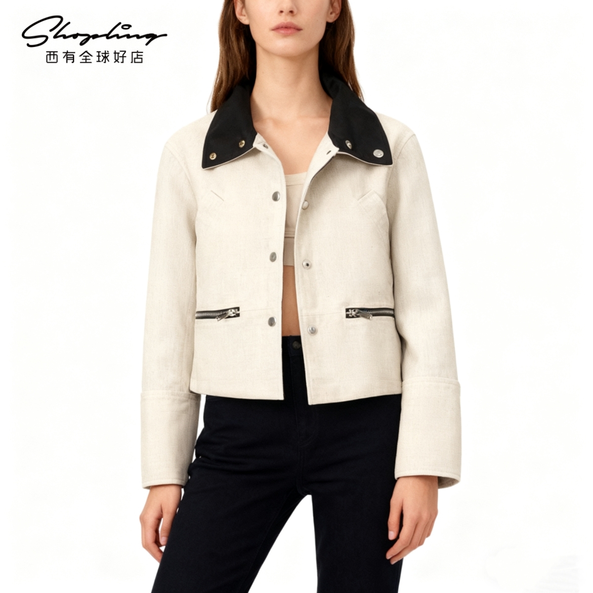 INSPIRE&STORIES秋冬新款女士两面穿时尚短款休闲夹克银泰百货