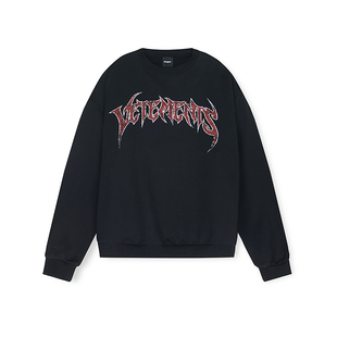 301446 圆领卫衣银泰百货 VETEMENTS 哥特字体巴黎铁塔印花男女款