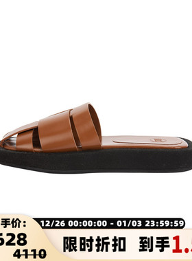 【折扣】RECTO 女士棕色牛皮材质复古编织凉鞋