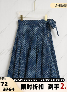 SJYP女士休闲百搭印花蝴蝶结半身裙银泰百货精品 301596