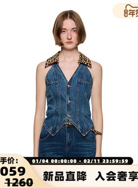 SHRO ENROEscape in ease 豹纹翻领牛仔背心银泰百货精品 301469