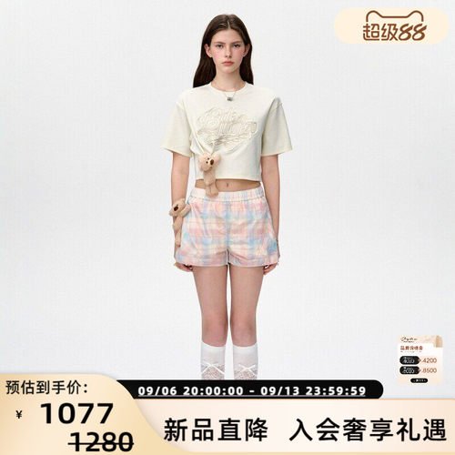 13 DE MARZO女士春夏新品甜酷辣妹风露腰短袖上衣银泰百货 300178