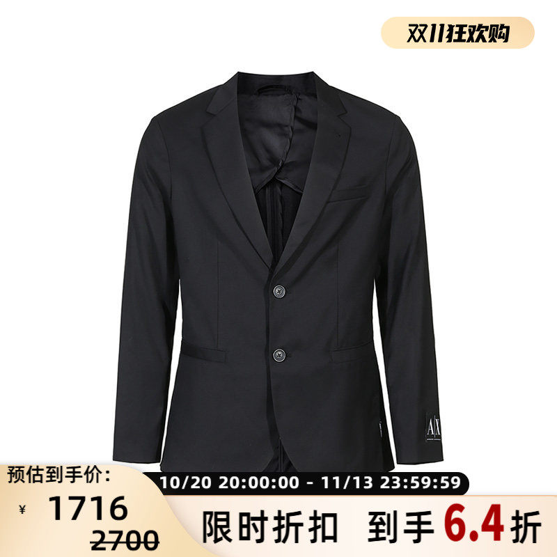 Armani阿玛尼AX 男士平驳领单排扣西服西装外套银泰百货 300095