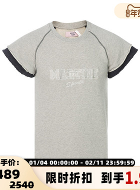 【折扣】MARTINE ROSE 春季男女同款灰色棉质插肩袖圆领T恤短袖