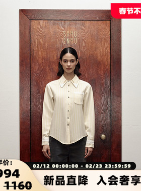 SHRO ENRODérive系列 女士米黄条纹双领长袖衬衫    301469