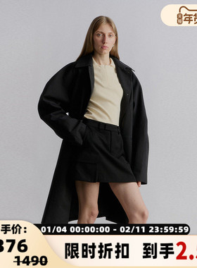 VIKTORIA CHAN 春季新款女士黑色直筒简约迷你半身裙短裙