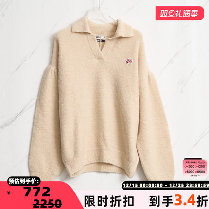 SJYP秋冬女士百搭刺绣套头翻领针织衫毛衣银泰百货精品 301596