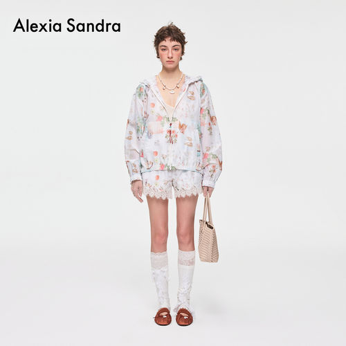 AlexiaSandra新款蕾丝印花短裤