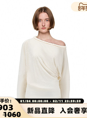 SHRO ENROEscape in ease丝绒扭绳横开领T恤银泰百货精品 301469