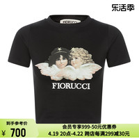 FIORUCCI 纯色棉质天使图案印花女士正肩短款修身短袖T恤