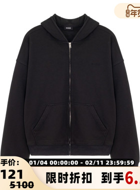 WE11DONE 女士黑色棉质拉链卫衣银泰百货精品 301574