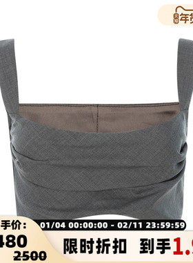 Paris Georgia 春季深灰色羊毛气质高级感修身褶皱胸衣吊带