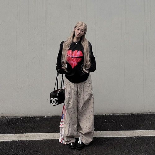 SOFITTE女碎花阔腿休闲裤