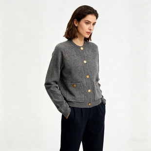 301574 毛衣银泰百货精品 TOTEME秋冬新款 女士单排扣羊毛混纺开衫