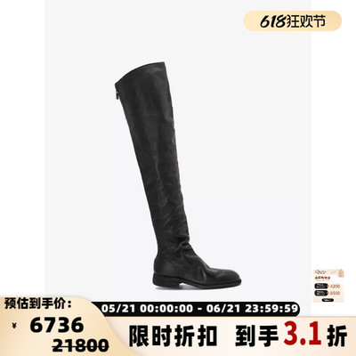 GUIDI女士马皮革圆头高级辣妹过膝靴子长筒皮靴银泰百货 301604