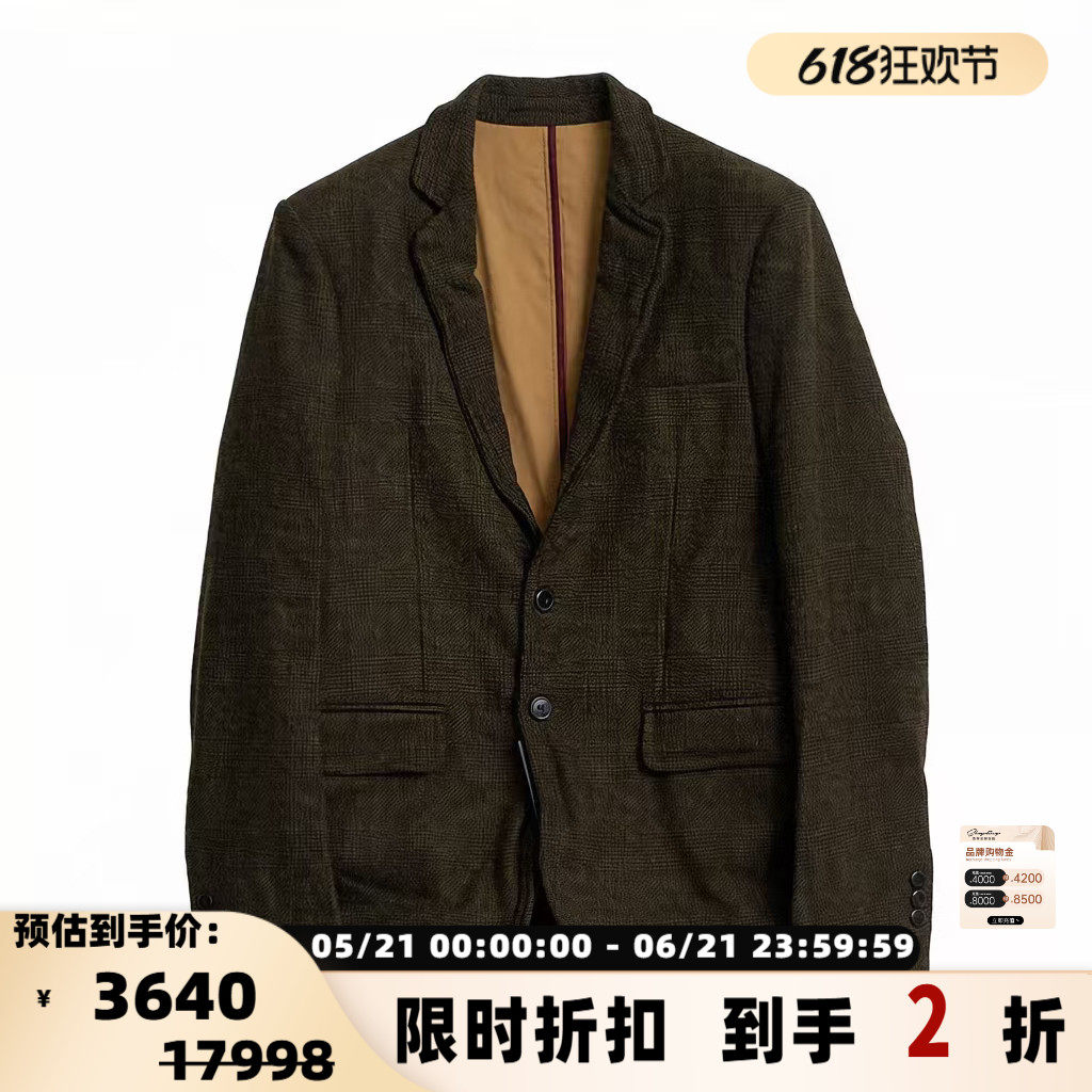 D Squared男士复古细格纹毛呢休闲西装外套 银泰百货 301596