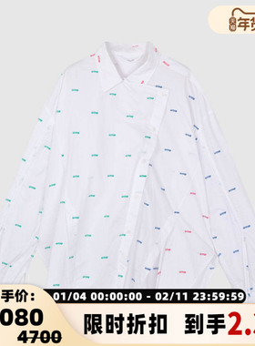 pushBUTTON春夏Logo满印斜襟女士长袖衬衫银泰百货 301604