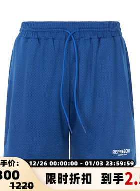 REPRESENT 春季纯色字母印花休闲运动男士松紧腰短裤