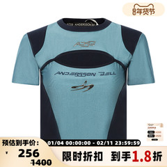 【折扣】ANDERSSON BELL 春季女士挖剪拼色弹力短款短袖T恤