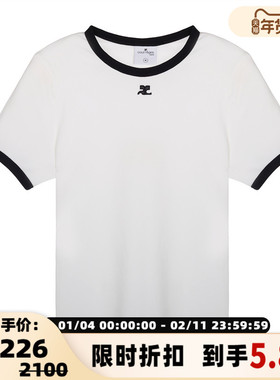courreges 春夏新款女士棉质短袖圆领T恤银泰百货精品 301574