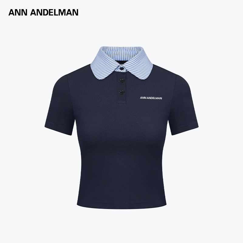 ANN ANDELMAN  25新款女士格子POLO领短袖T恤银泰百货 301286