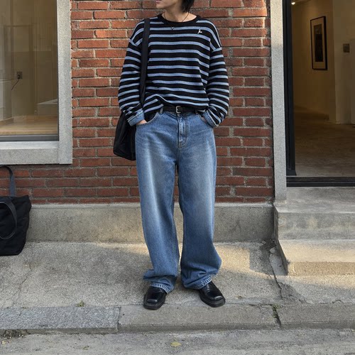 LOWCLASSIC纯棉直筒牛仔裤