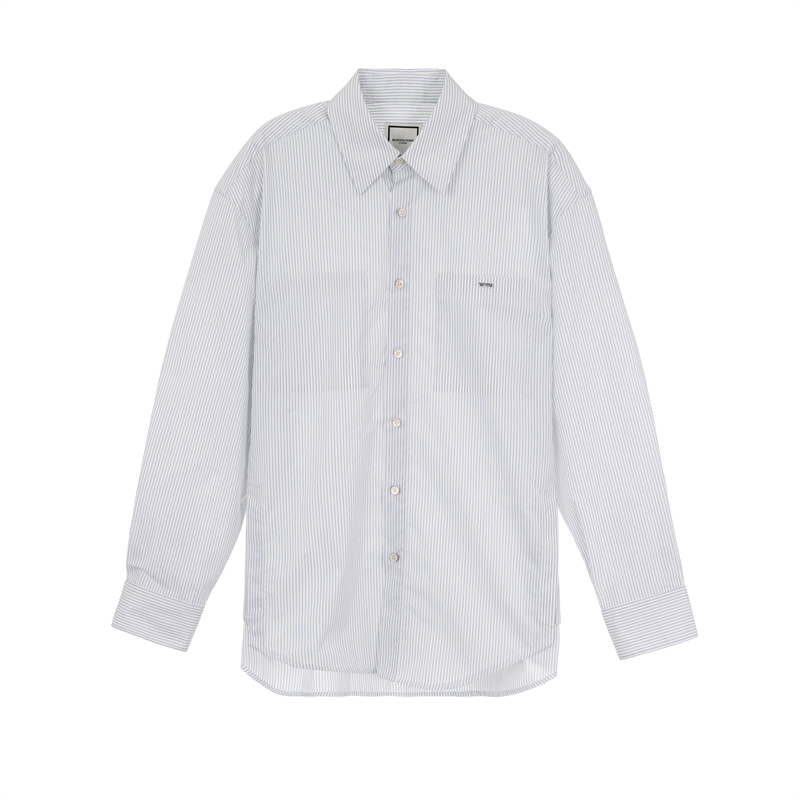 WOOYOUNGMI 春夏新款男士翻领条纹长袖衬衫银泰百货精品 301574