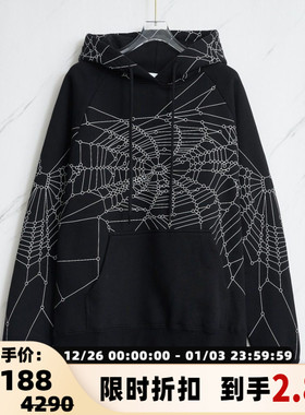 Etudes 春秋款男士黑色棉质印花加绒连帽卫衣银泰百货精品 301596