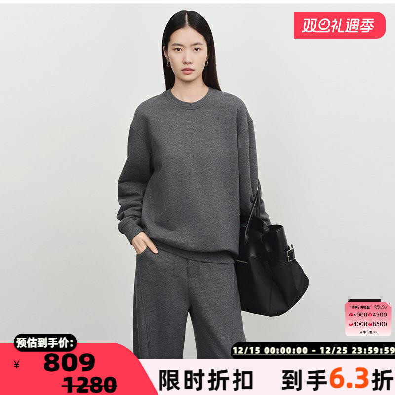 简白24秋冬新款女士不对称卫裤