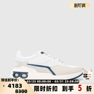 301604 拼接牛皮革系带圆头运动休闲鞋 FERRAGAMO菲拉格慕 男士