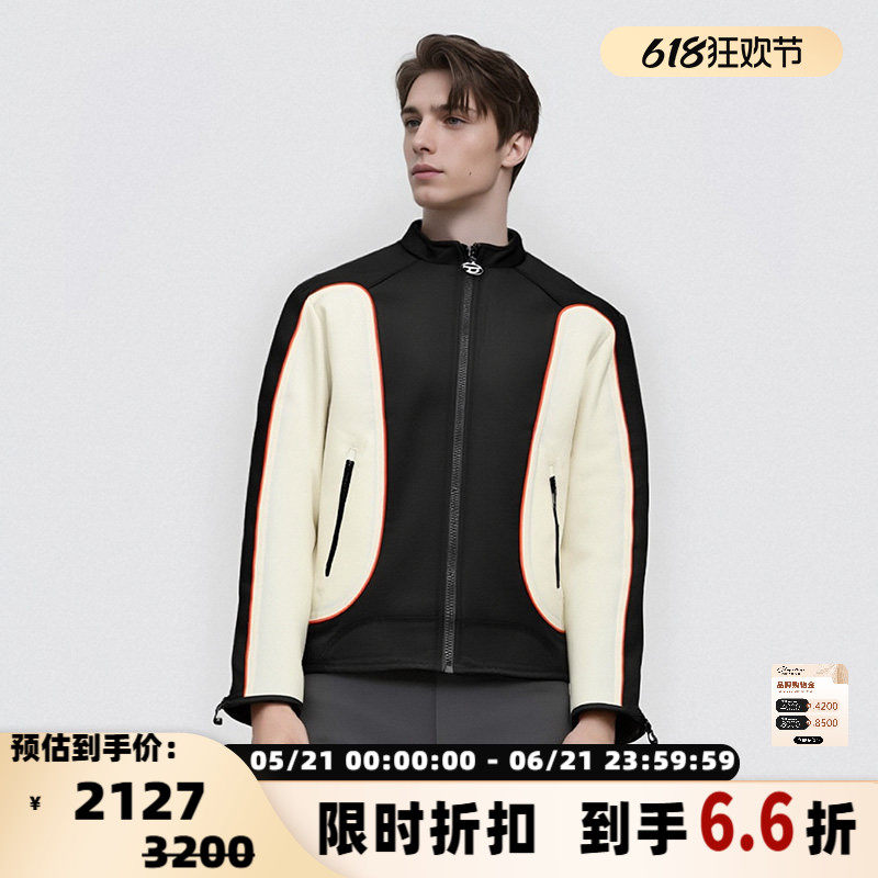 DIESEL/迪赛 秋冬男士拼接立领机车夹克拉链外套银泰百货 300217